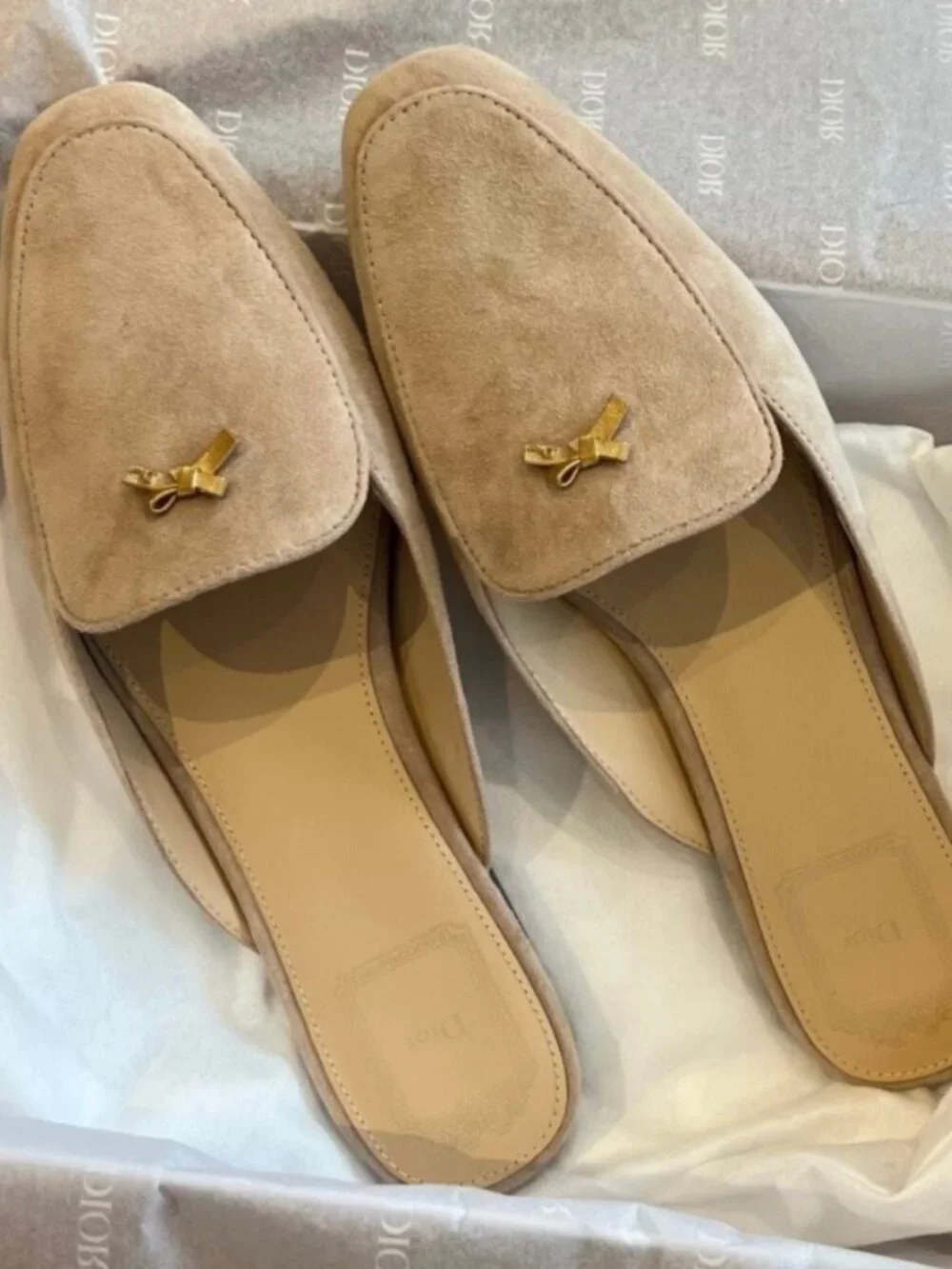 Dior Suede Mules Nude EU 38 - Picture 2 of 4